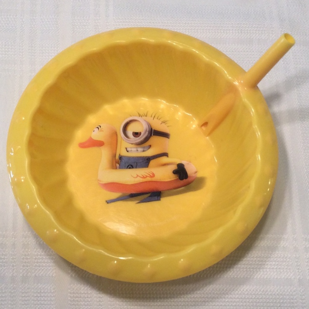 Minion in Rubber Ducky Bowl With Straw